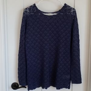 Navy Blue Crochet Sweater